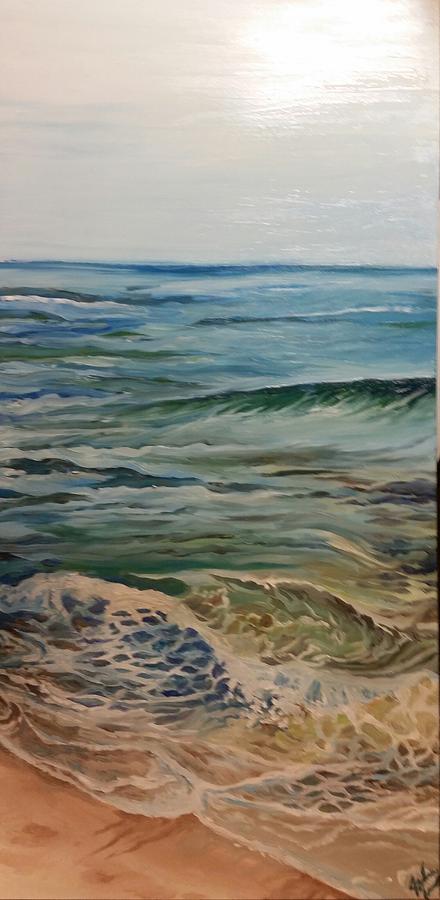 Green Surf Painting by Julie Garcia