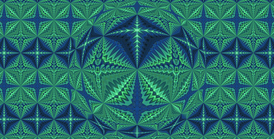 Green Symmetrical Pattern, Kaleidoscope Digital Art by Ernst Dittmar