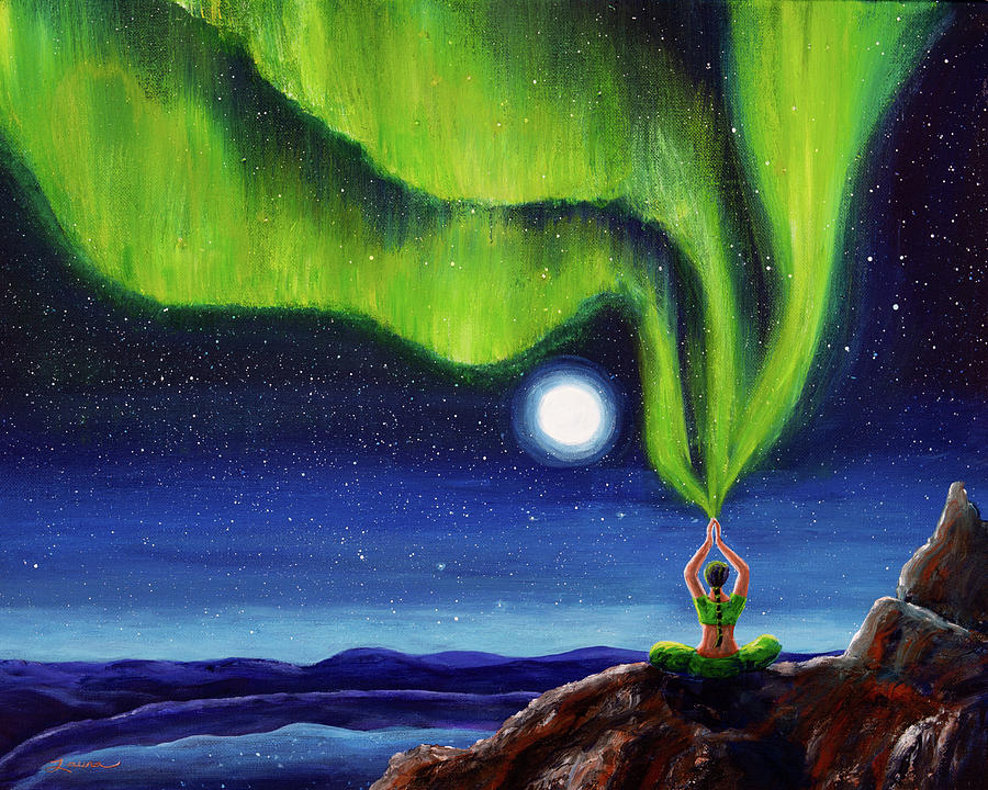 Green Tara Creating the Aurora Borealis by Laura Iverson