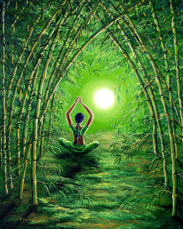 Green Tara in the Hall of Bamboo Painting by Laura Iverson