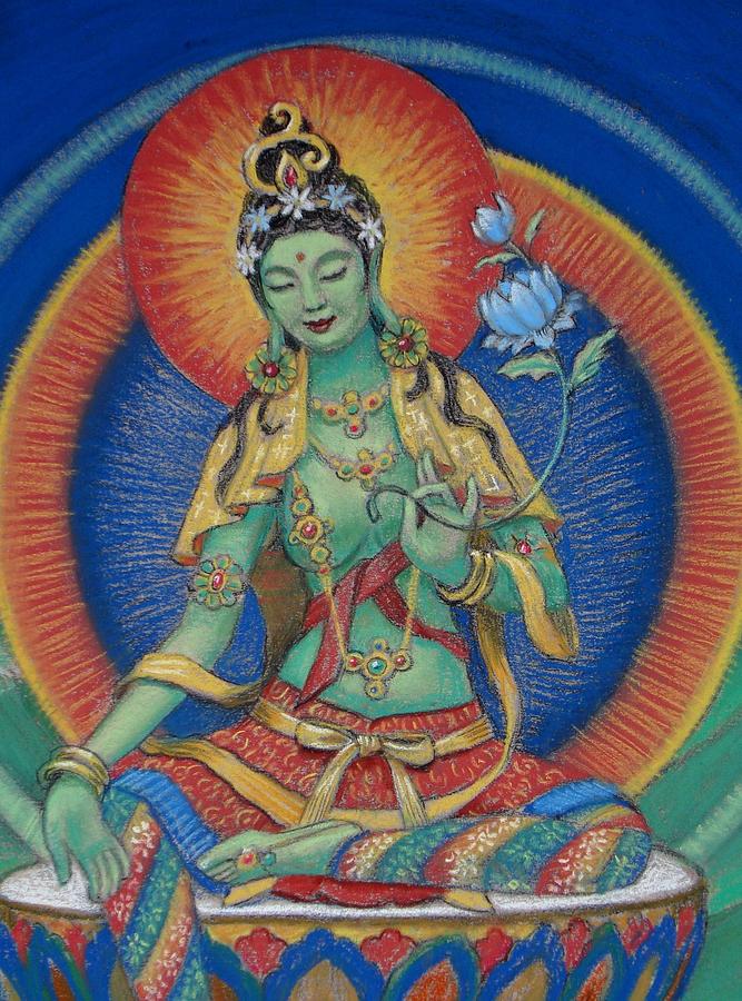 Buddha Painting - Green Tara by Sue Halstenberg