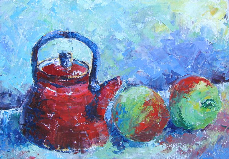 Green Tea and Green Apple Painting by Marta Styk