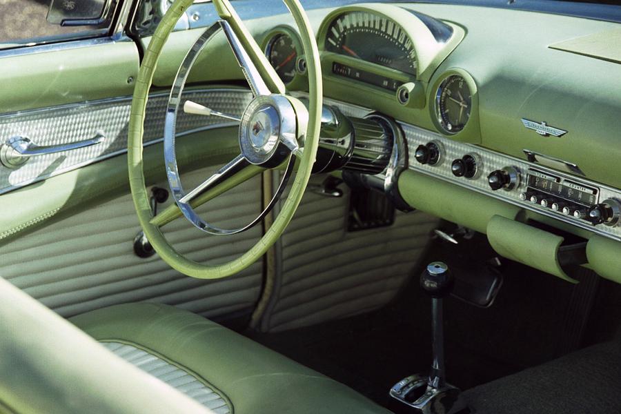 Green Thunderbird Wheel and Front Seat Photograph by Heather Kirk
