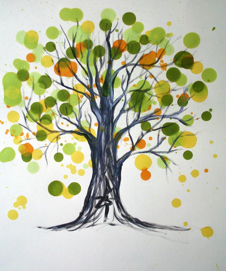 Green Tree Painting by Alma Yamazaki