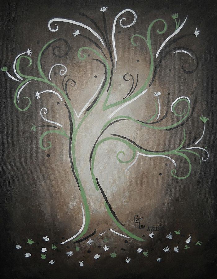 Green Tree Painting by Cami Lee