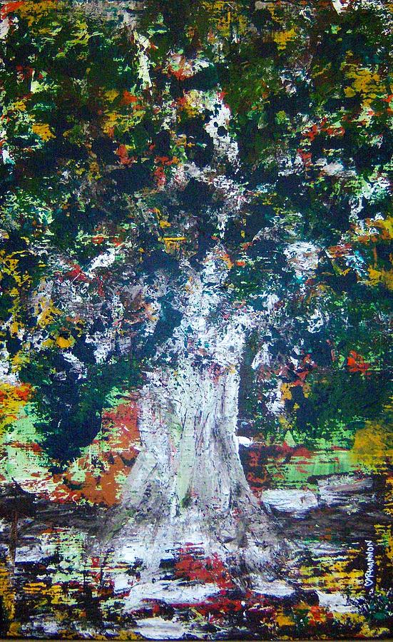 Nature Painting - Green Tree by Rhiannon Marhi