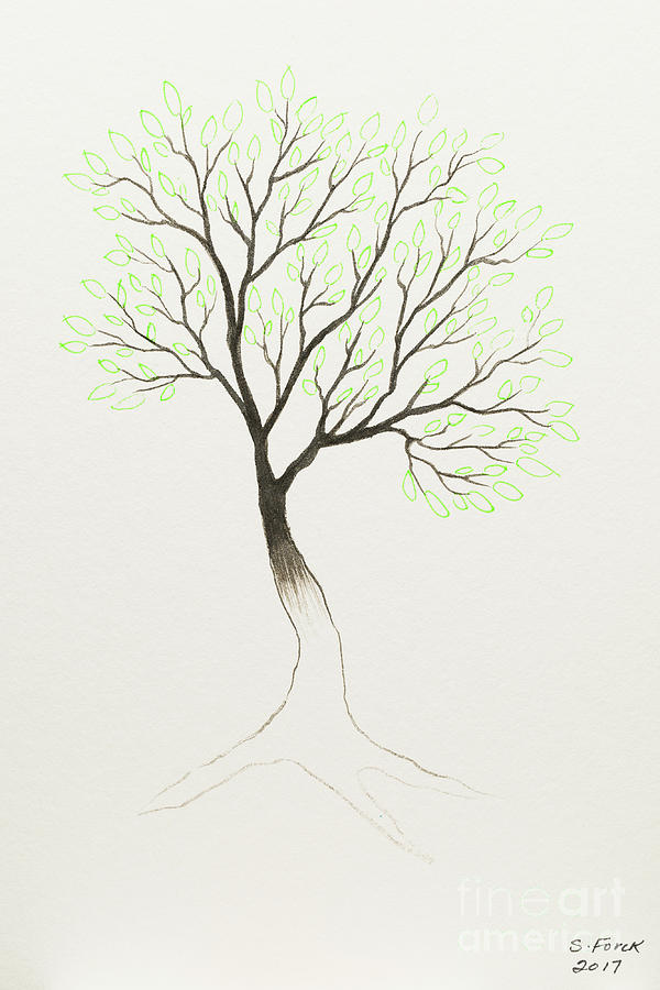 Green tree Painting by Stefanie Forck