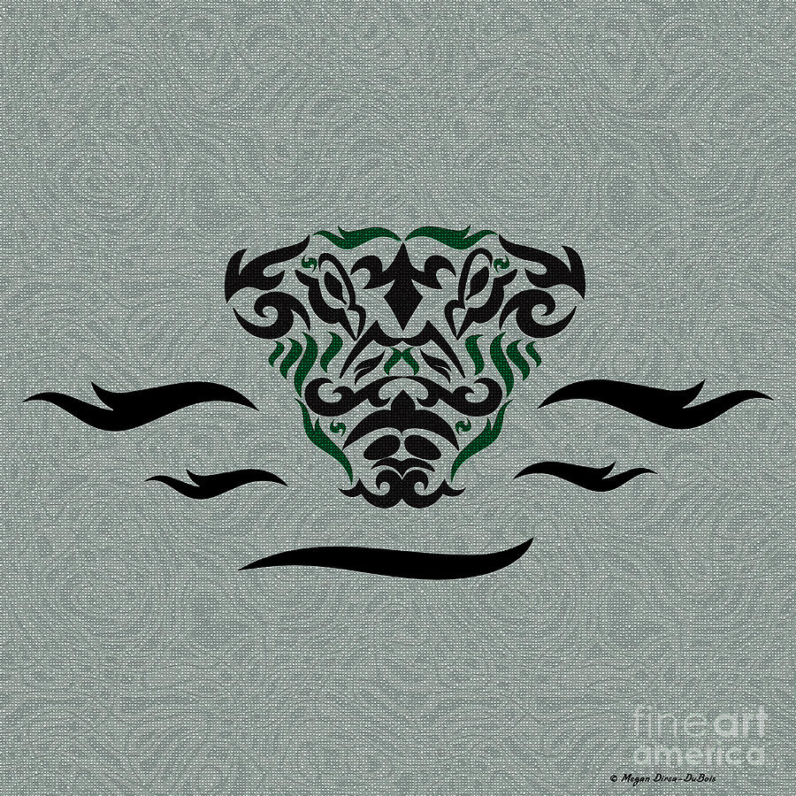 Green Tribal Gator Digital Art by Megan Dirsa-DuBois