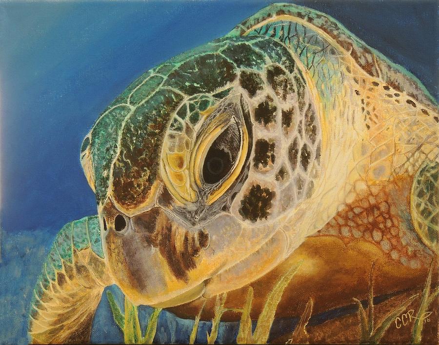 Green Turtle Painting by Connie Campbell Rosenthal - Fine Art America