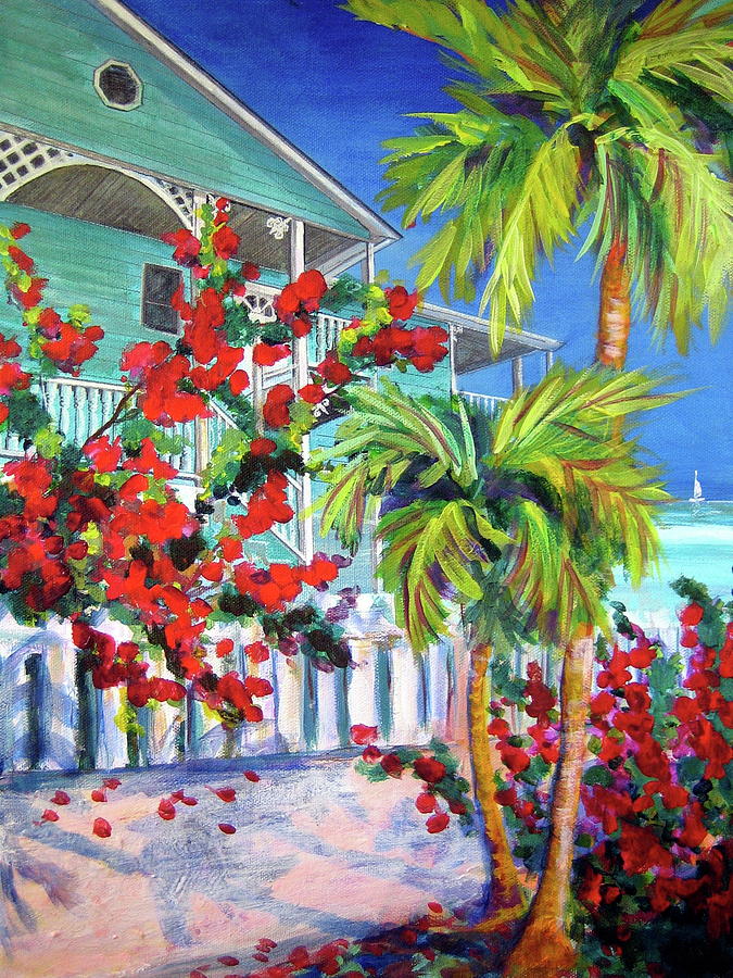 Green Turtle House Painting by Kristen Abrahamson