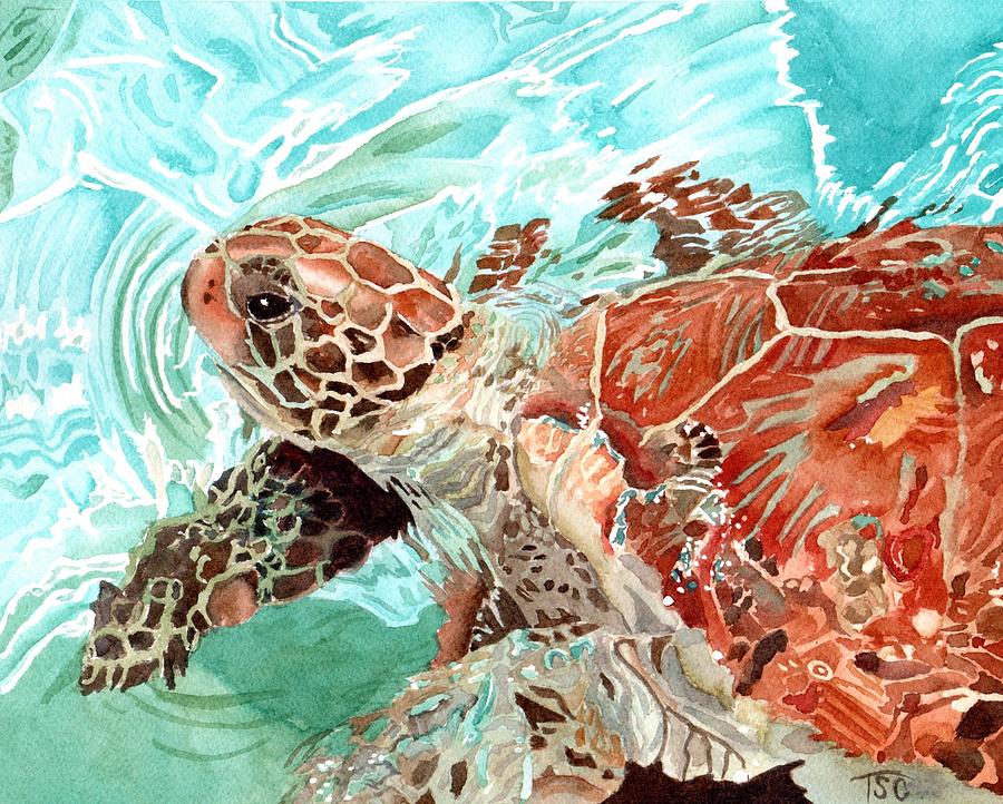 Green Turtles Painting by Tammy Crawford