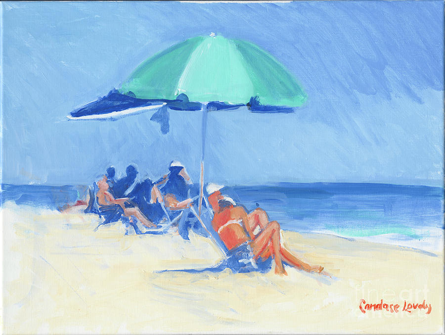 Green Umbrella, Folly Field Painting by Candace Lovely