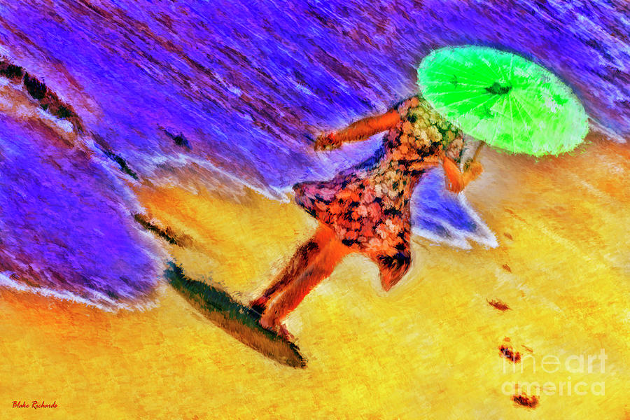 Green Unbrella Stroll Photograph by Blake Richards