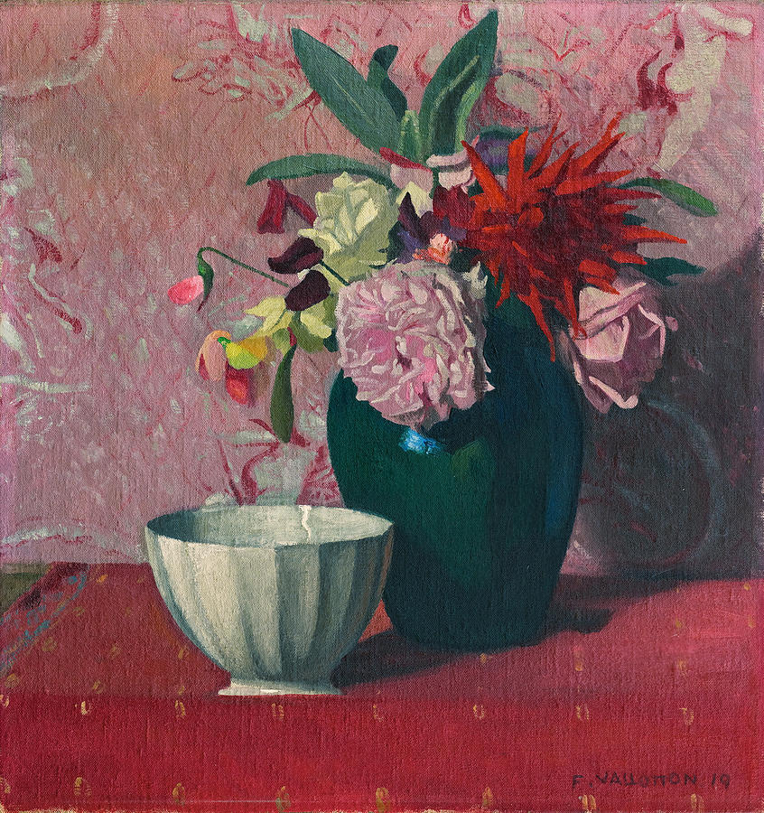 Felix Vallotton Painting - Green Vase and White Bowl by Felix Vallotton