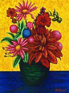 Floral Painting - Green Vase by Max R Scharf Floral Painting - Green Vase by Max R Scharf