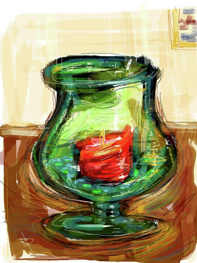 Vase Digital Art - Green Vase by Russell Pierce