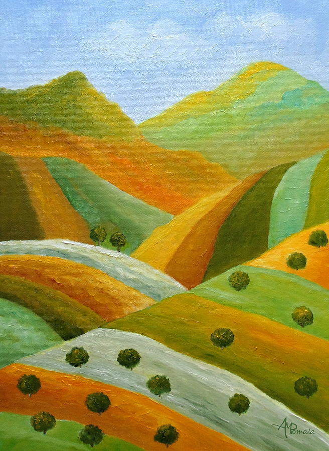 Landscape Painting - Green Verve by Angeles M Pomata