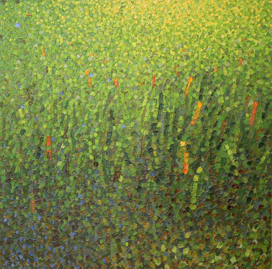 Abstract Painting - Green vibrations by Anna Wolska