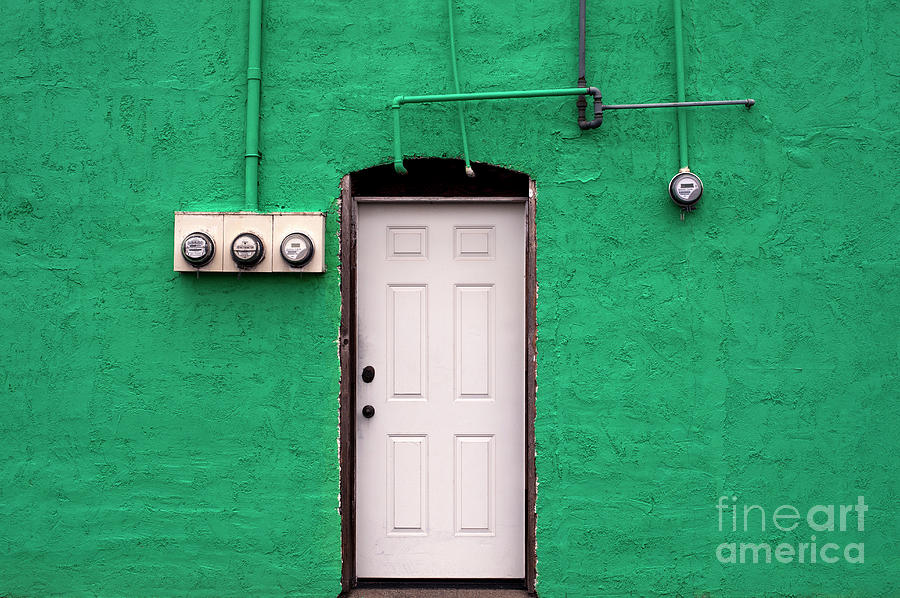 Green Wall with White Door  Photograph by Jim Corwin