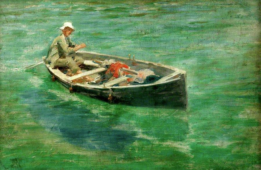 Green Waters Painting by Henry Scott Tuke