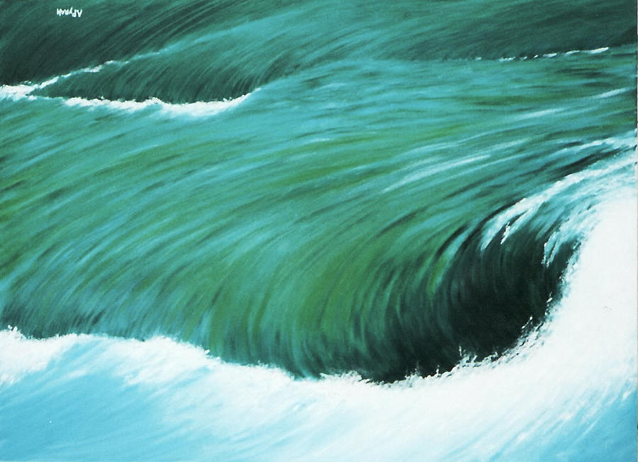 Green Wave Inverted Painting by Andy PYRAH