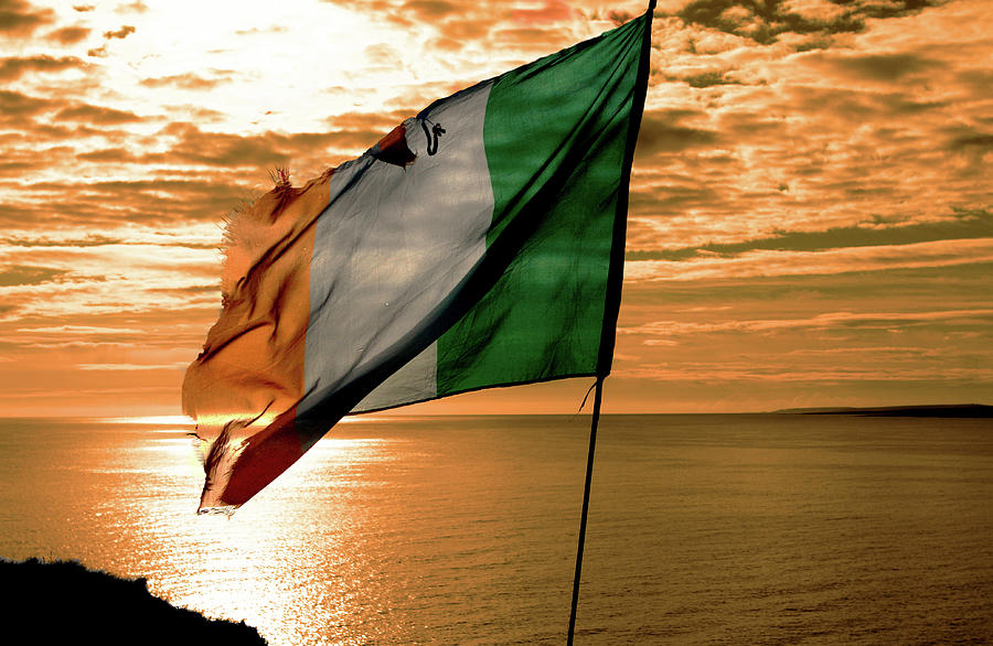 Flag Of Ireland At The Cliffs Of Moher Photograph by Aidan Moran