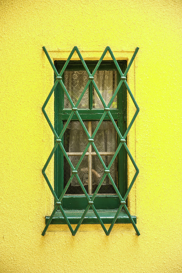 Green window on yellow wall Photograph by Hyuntae Kim