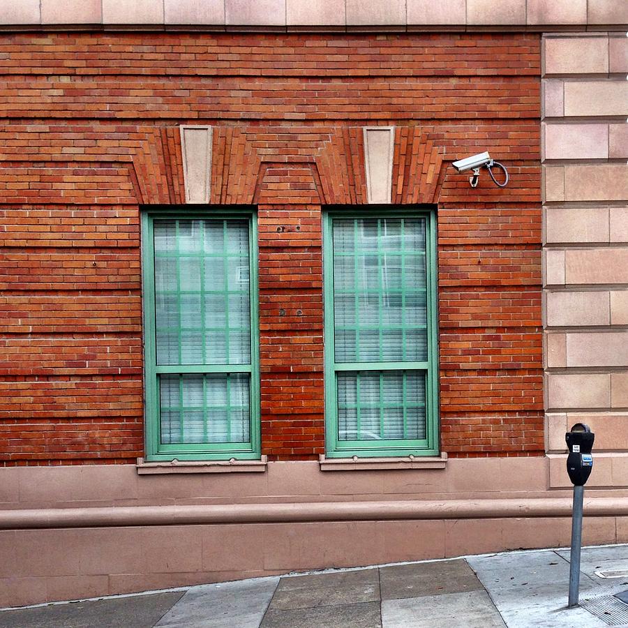 Green Windows and Parking Meter Photograph by Julie Gebhardt