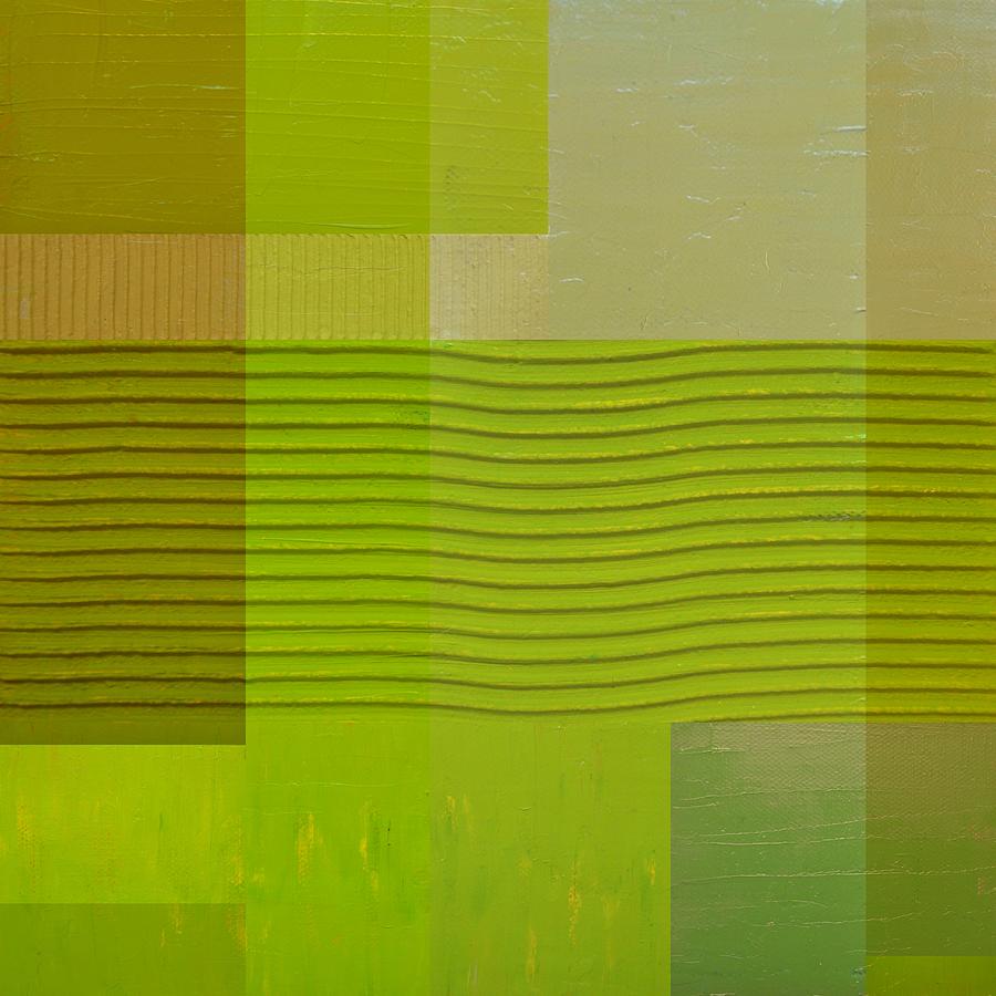 Green with Wavy Stripes Painting by Michelle Calkins