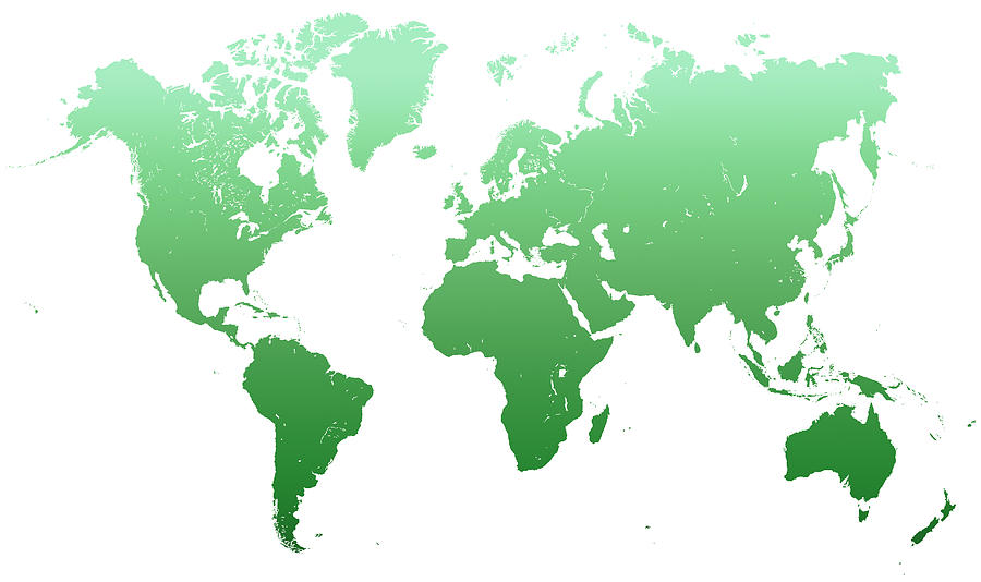 Map Photograph - Green World Map by Jenny Rainbow