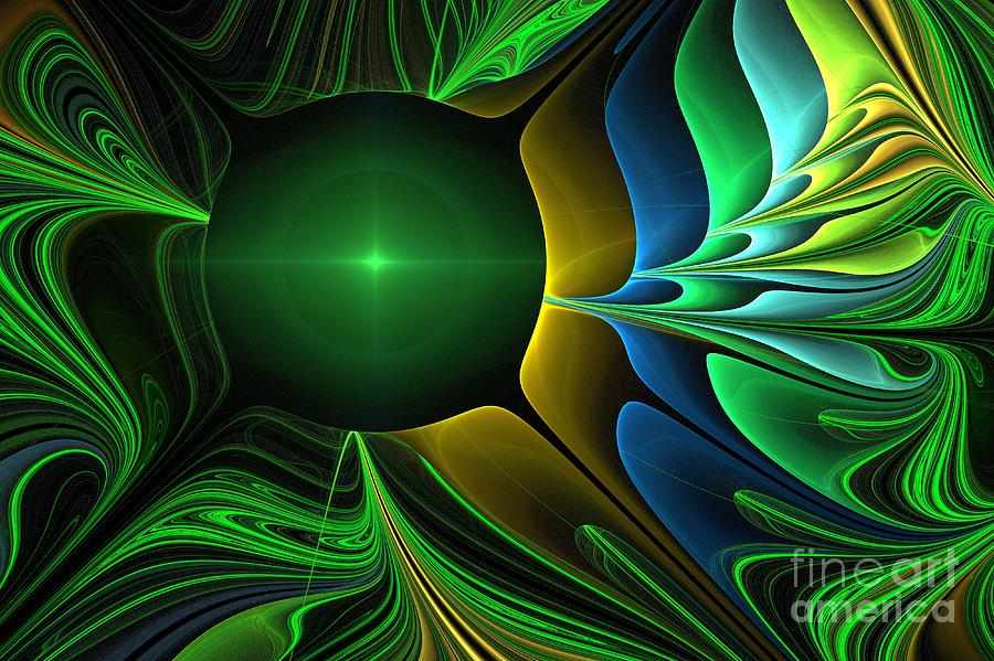 Abstract Digital Art - Green Yellow Paint by Kim Sy Ok