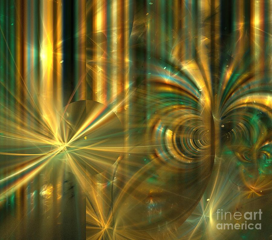 Abstract Digital Art - Green Yellow Wishes by Kim Sy Ok