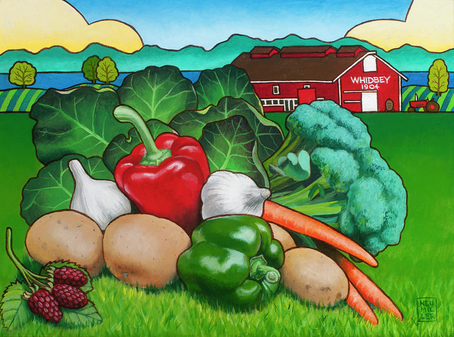 Vegetable Painting - Greenbank Bounty by Stacey Neumiller