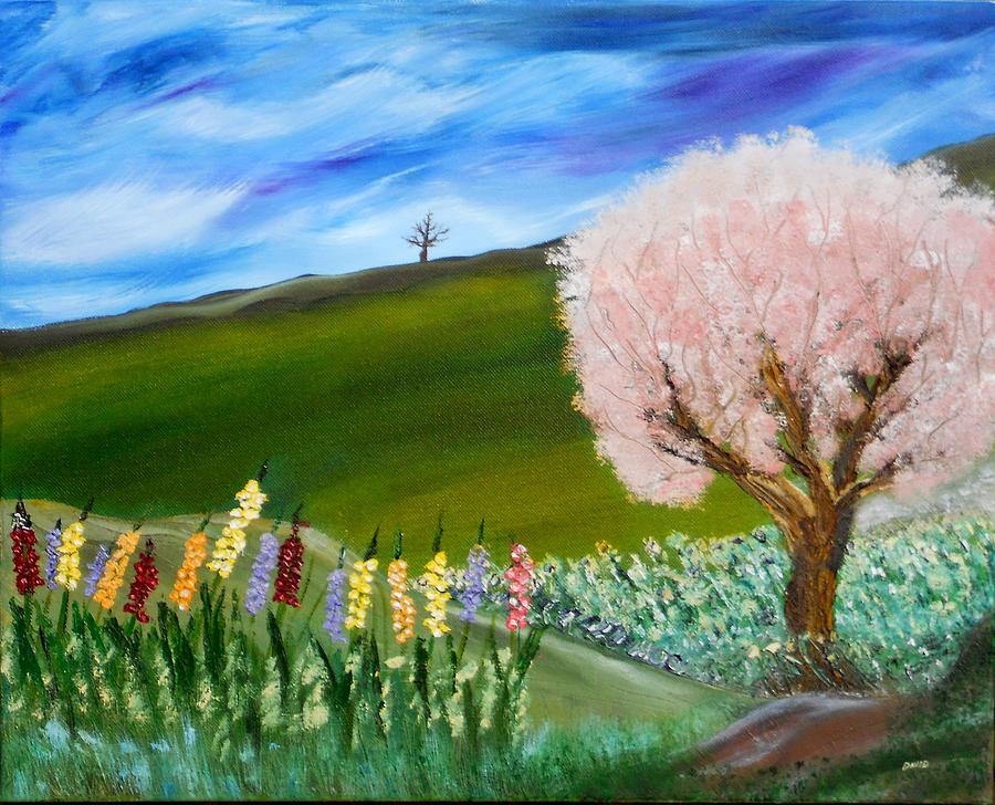 Flower Painting - Greener Pastures by David King Johnson