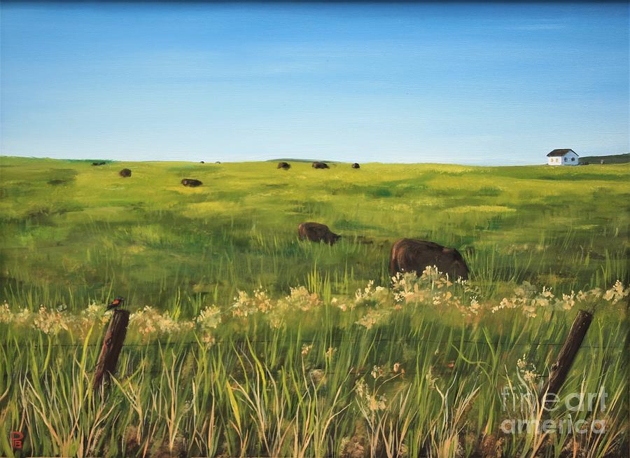 Cow Painting - Greener Pastures by Paige Briscoe