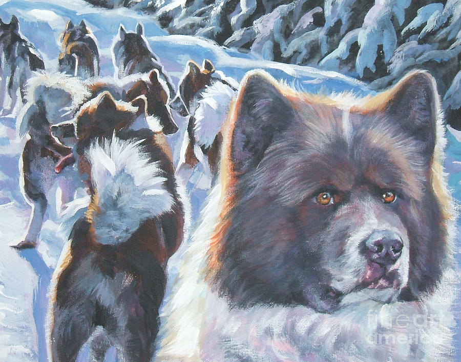 Greenland Dog Painting by Lee Ann Shepard