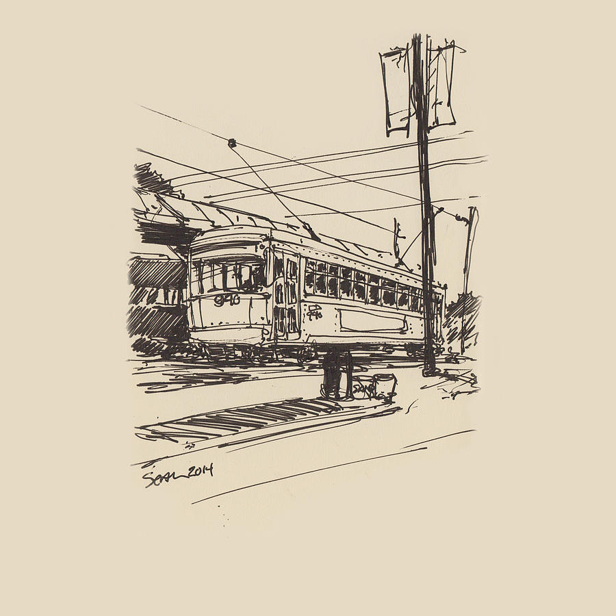 New Orleans Drawing - Greenline by Sean McMenemy