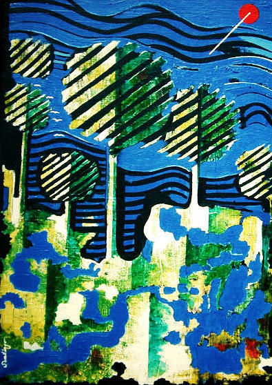 Greens Painting by Adalardo Nunciato  Santiago