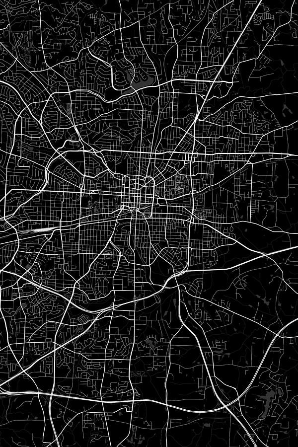 Greensboro North Carolina USA Dark Map Digital Art by Jurq Studio | Pixels