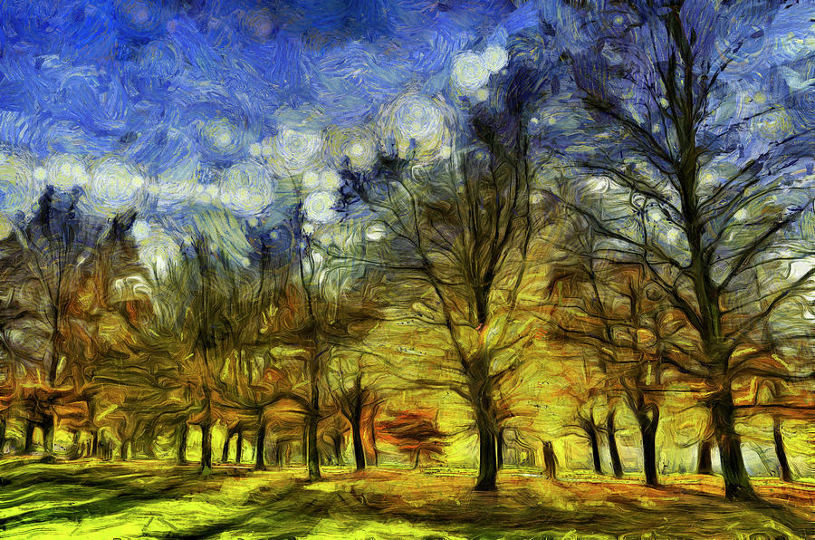 Greenwich Park London Art Van Gogh Mixed Media by David Pyatt