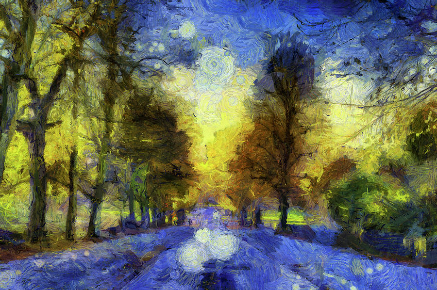 Greenwich Park Van Gogh Mixed Media by David Pyatt