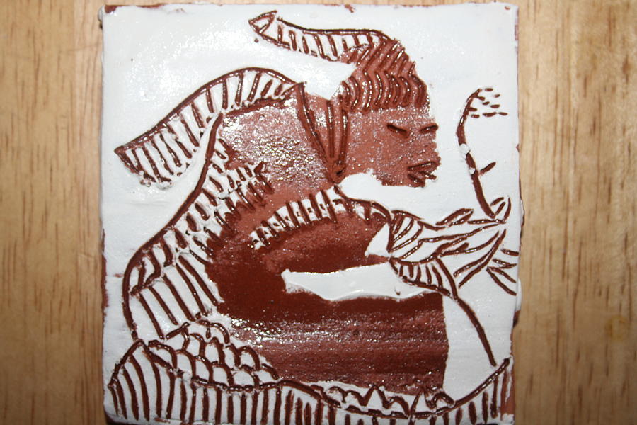 Greeting 5 - tile Ceramic Art by Gloria Ssali