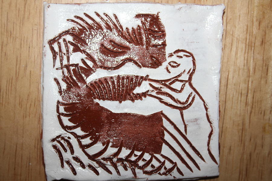 Greeting 9 - tile Ceramic Art by Gloria Ssali