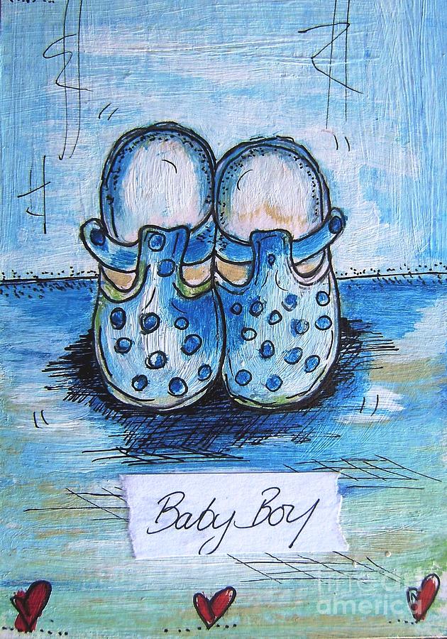 Greeting Card Baby Boy Pastel by Mary Cahalan Lee - aka PIXI