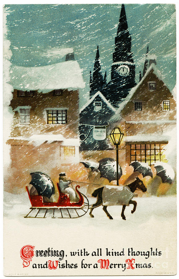 Greeting with all kind thoughts and wishes for a merry xmas vintage Painting by Vintage Collectables