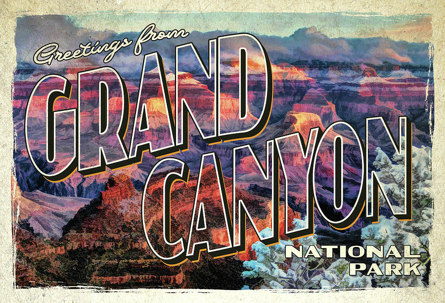 Greetings from Grand Canyon National Park Painting by Christopher Arndt