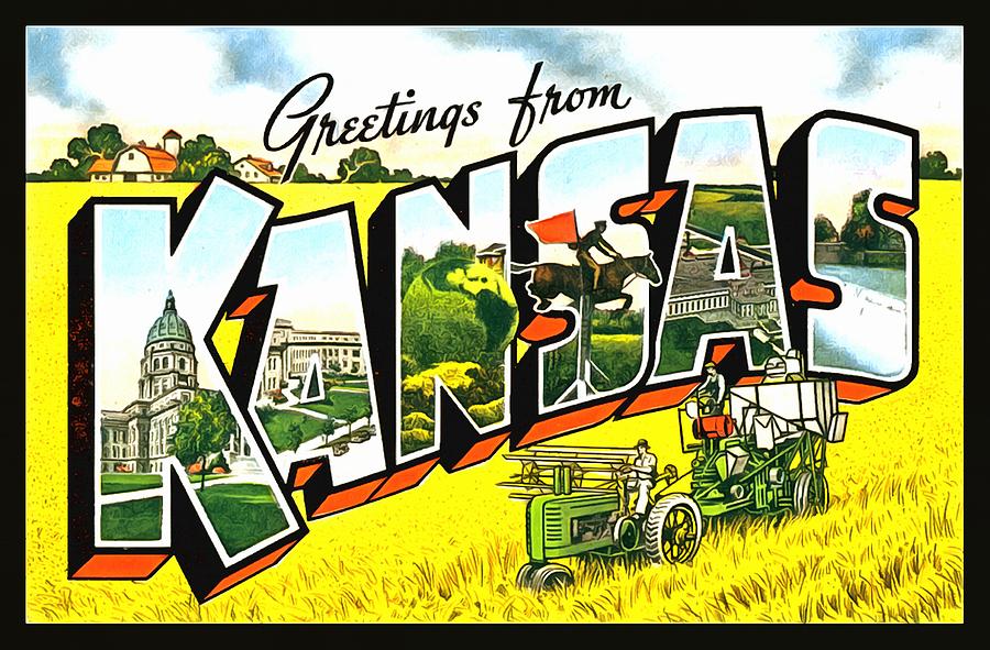 Greetings From Kansas Photograph by Vintage Collections Cites and States