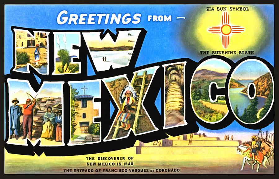 Greetings From New Nexico Photograph by Vintage Collections Cites and States