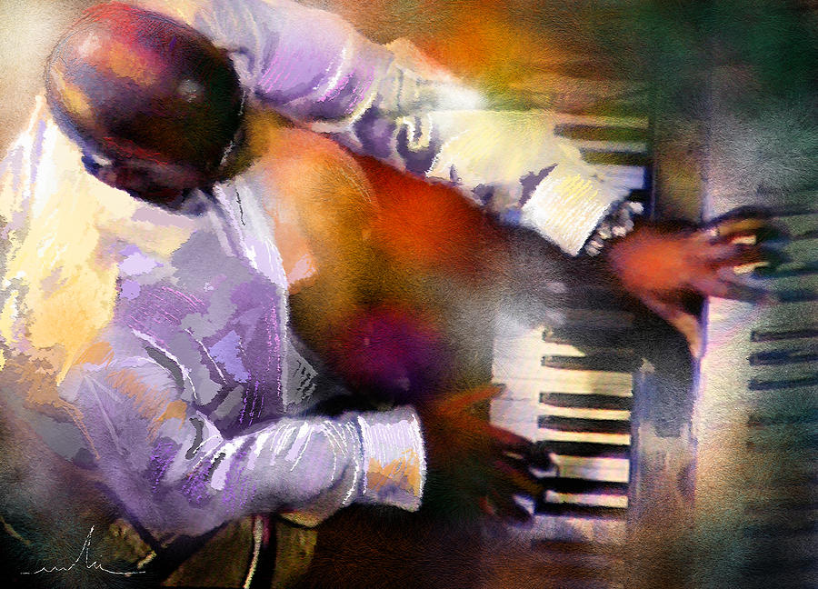 Musician Painting - Greg Phillinganes from Toto by Miki De Goodaboom
