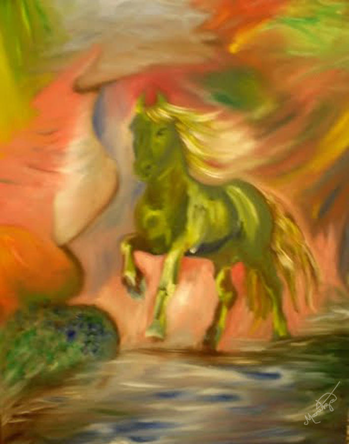 Gren Horse Painting By Maritza De Leon Fine Art America